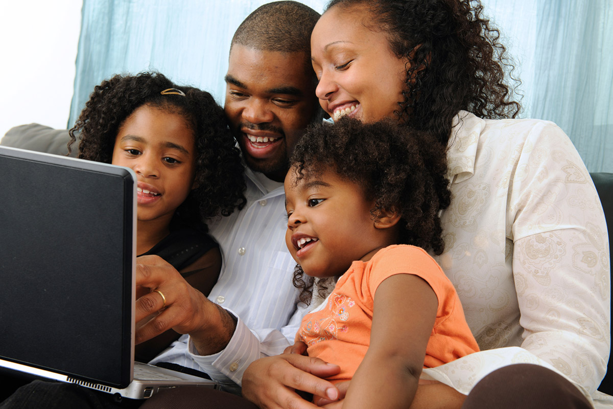 Family on computer